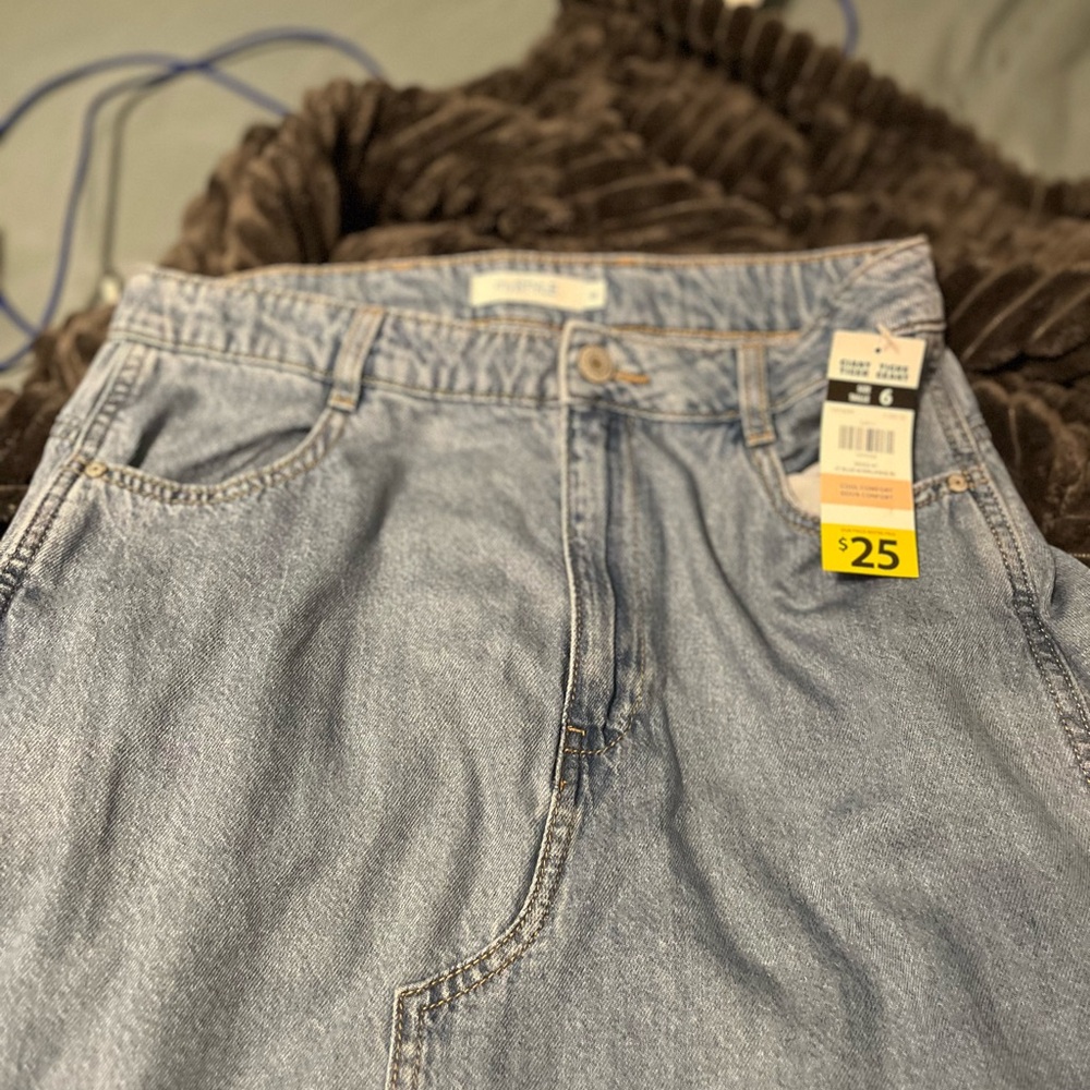Blue Denim Asymmetrical Skirt with Unique Hemline - Picture 4 of 5